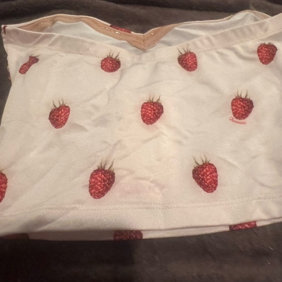 Revolve Fiorucci Milano White and Red Strawberry Raspberry Print Bustier Top NWT - Picture 4 of 11